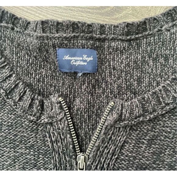 American Eagle Embellished Shoulder Zip Cardigan Sweater Sz S Women’s Grey - Picture 7 of 14